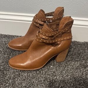 Frye Tan Leather Ankle Booties